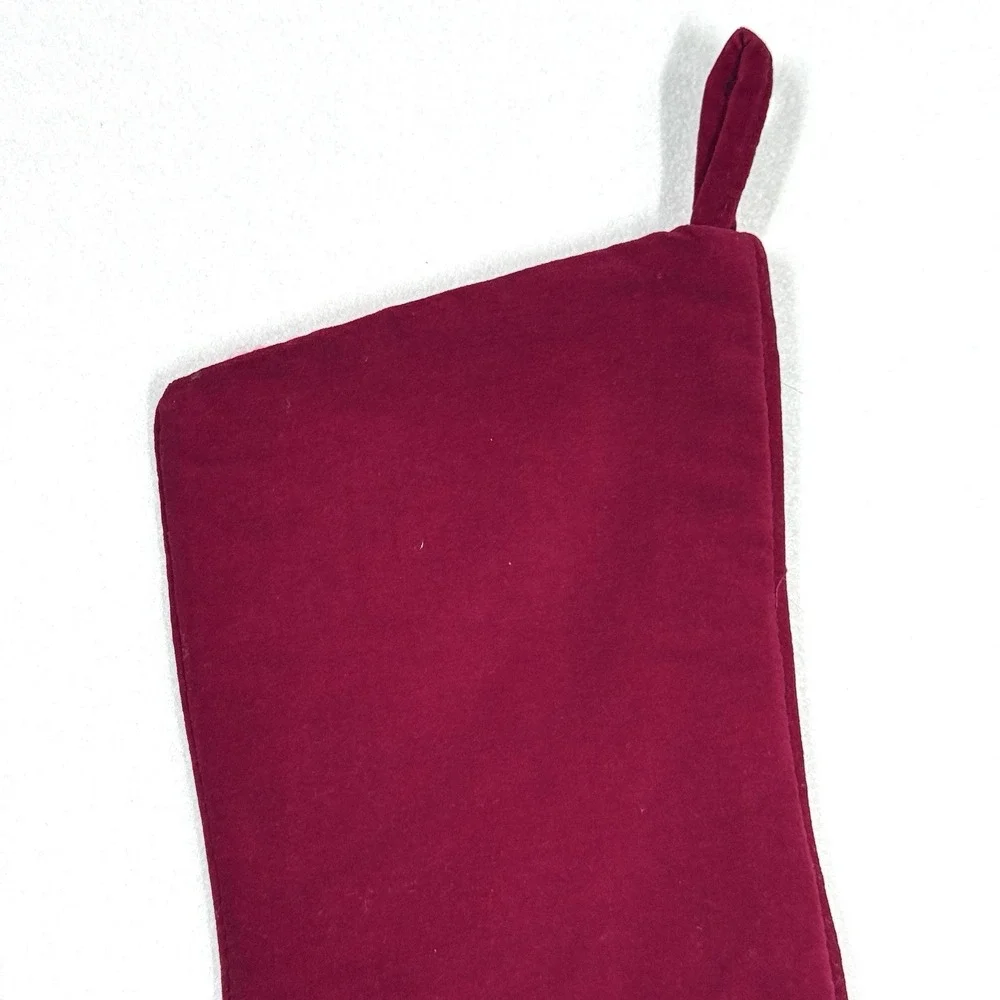 Vintage Christmas Stocking Needlepoint by Hand‎ Wool Velvet Santa Claus Presents